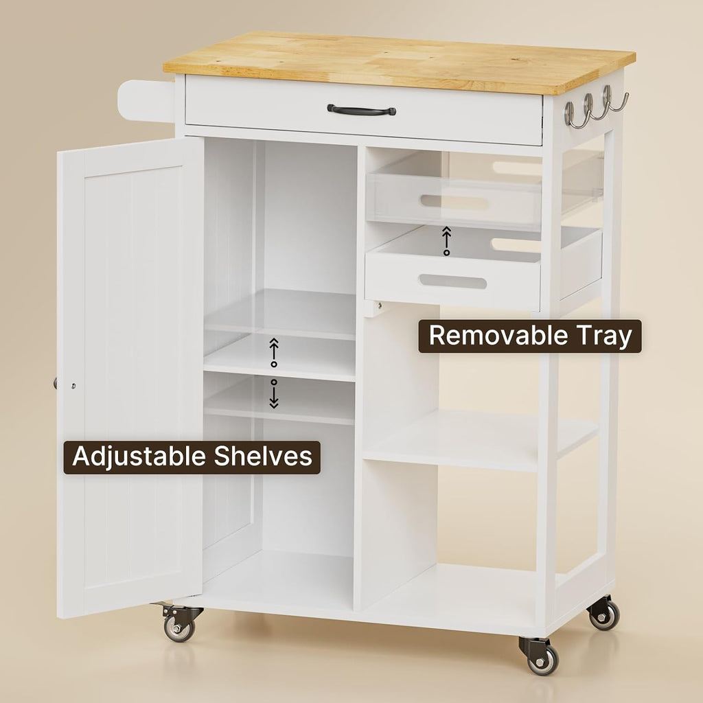 Mobile Storage Kitchen Island Cart Cabinet