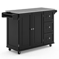 Black Stainless‑Top Rolling Kitchen Island Cart