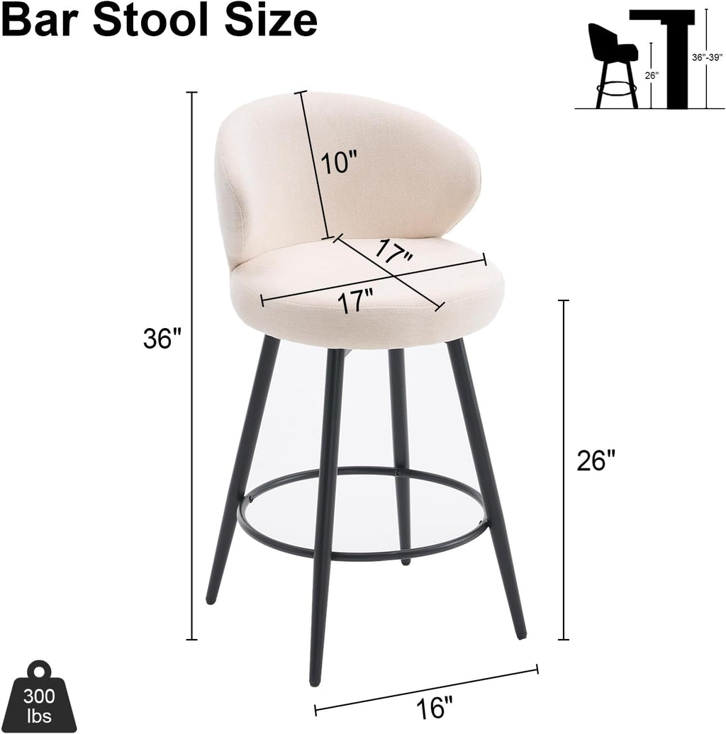 Ivory Swivel Upholstered Counter Stools