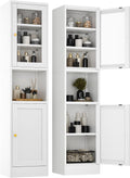 White Tall Glass‑Door Metal Storage Cabinet