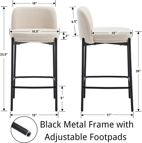 Beige Upholstered Counter‑Height Bar Stools