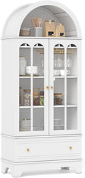 White Arched Glass‑Door Display Cabinet