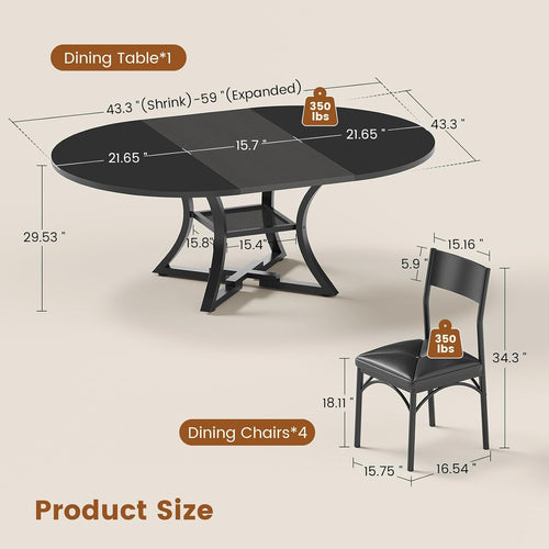 Black Extendable Dining Table Set