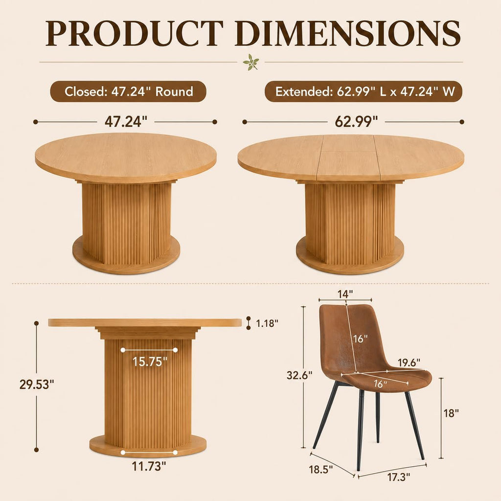 Natural Oak Expandable Dining Set
