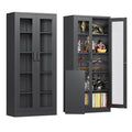 Black Lockable Glass‑Door Display Cabinet