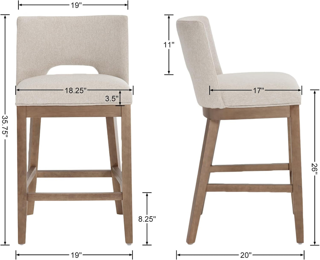 Beige Farmhouse Upholstered Counter Stools