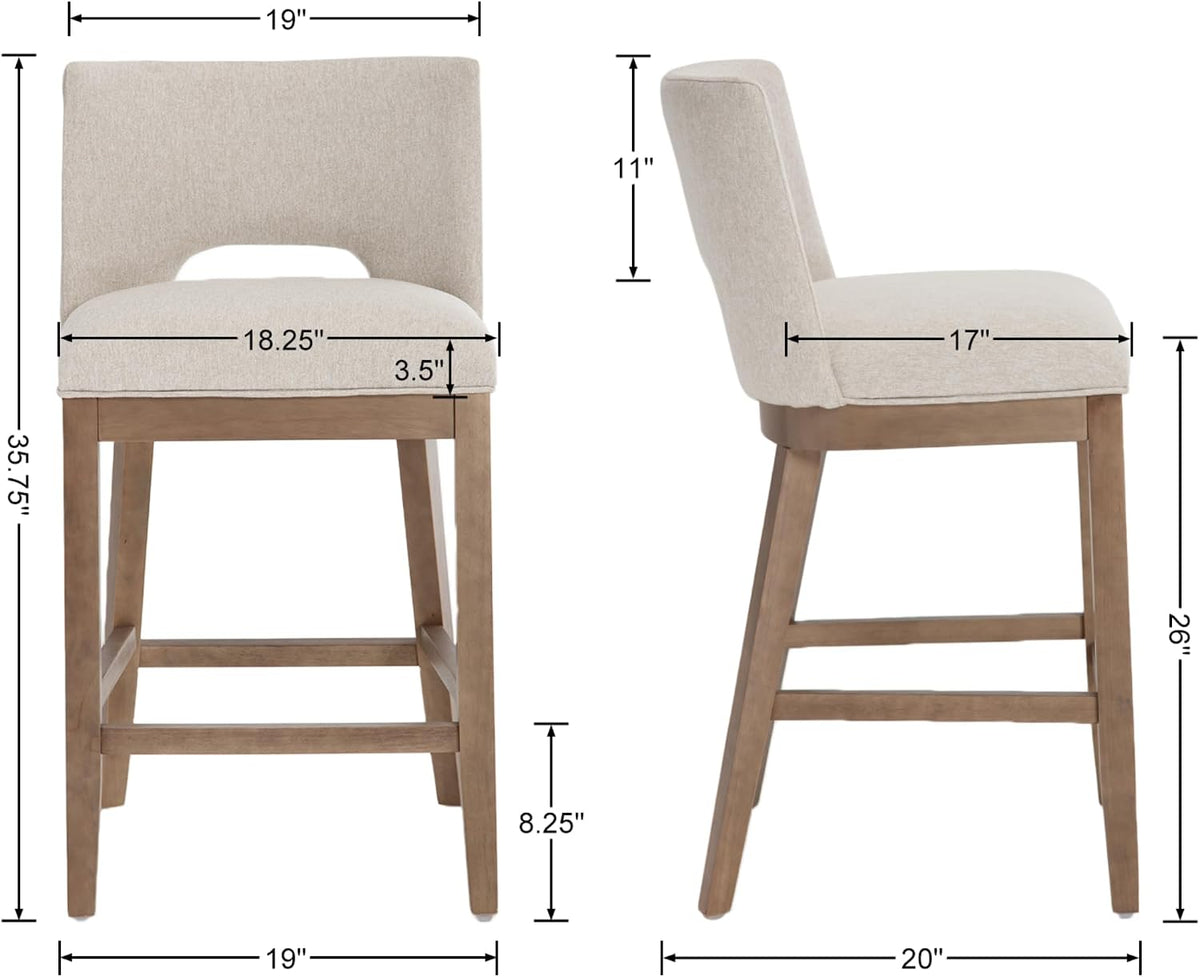 Beige Farmhouse Upholstered Counter Stools