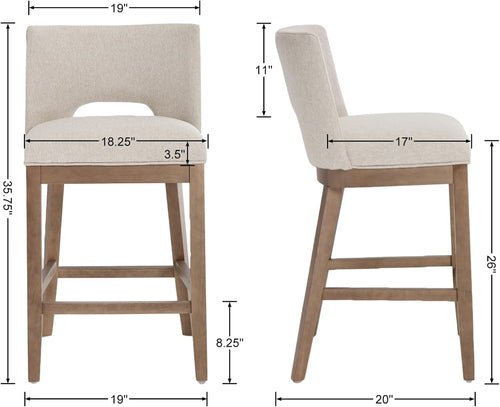 Beige Farmhouse Upholstered Counter Stools