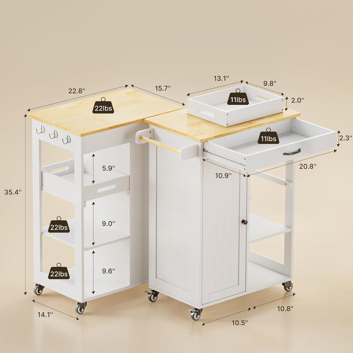Mobile Storage Kitchen Island Cart Cabinet