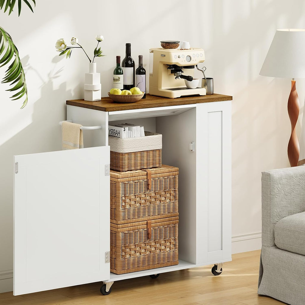 White Mobile Kitchen Island Storage Cart