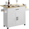White Rolling Drop‑Leaf Kitchen Island Cart