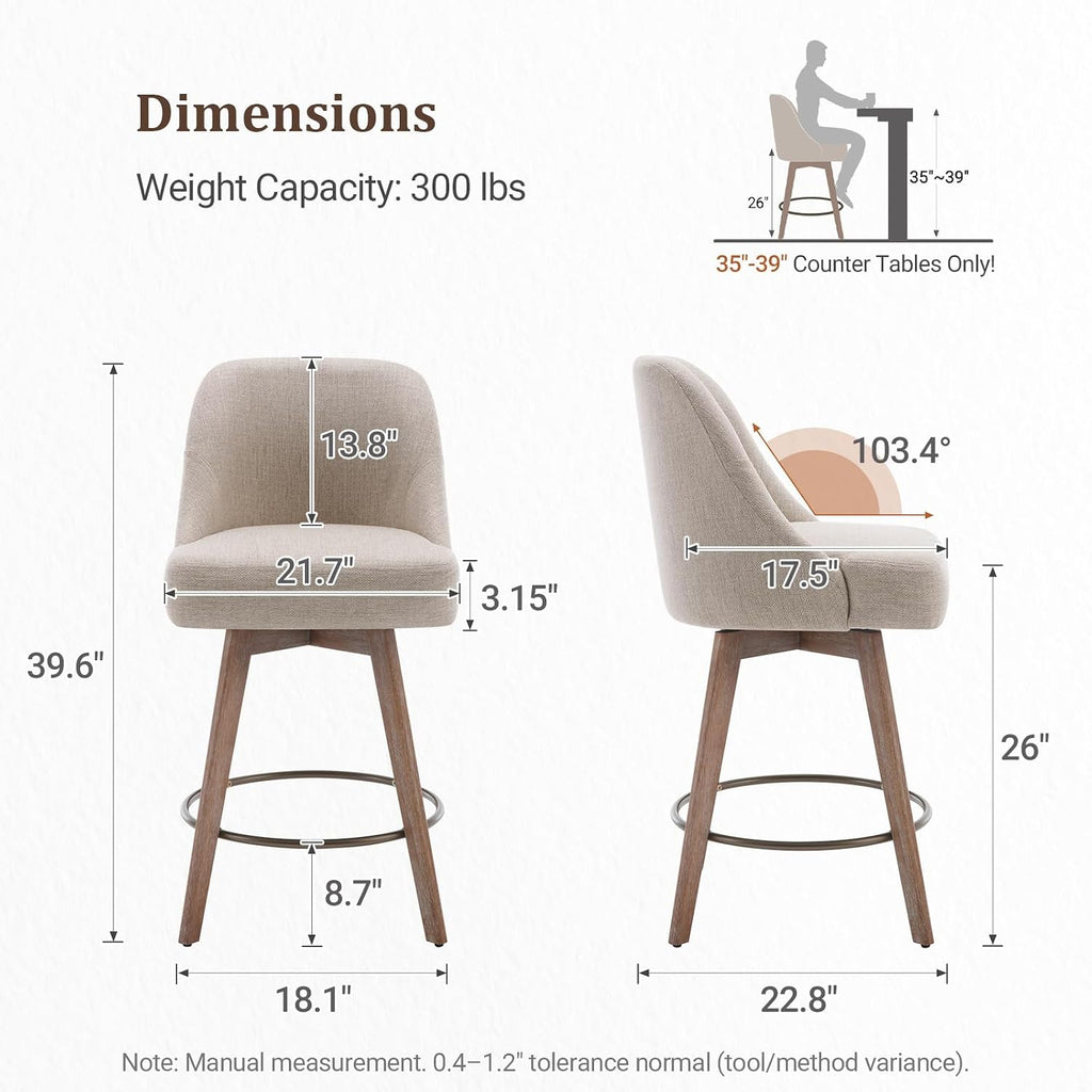 Sand Swivel Counter‑Height Bar Stools