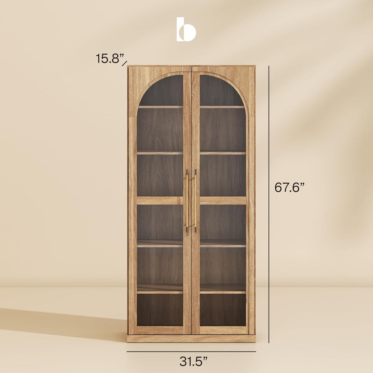 Camel Glass‑Door Display Storage Cabinet