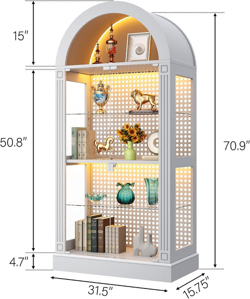 Black LED Arched Glass Display Cabinet