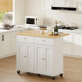 White Rolling Drop‑Leaf Kitchen Island Cart