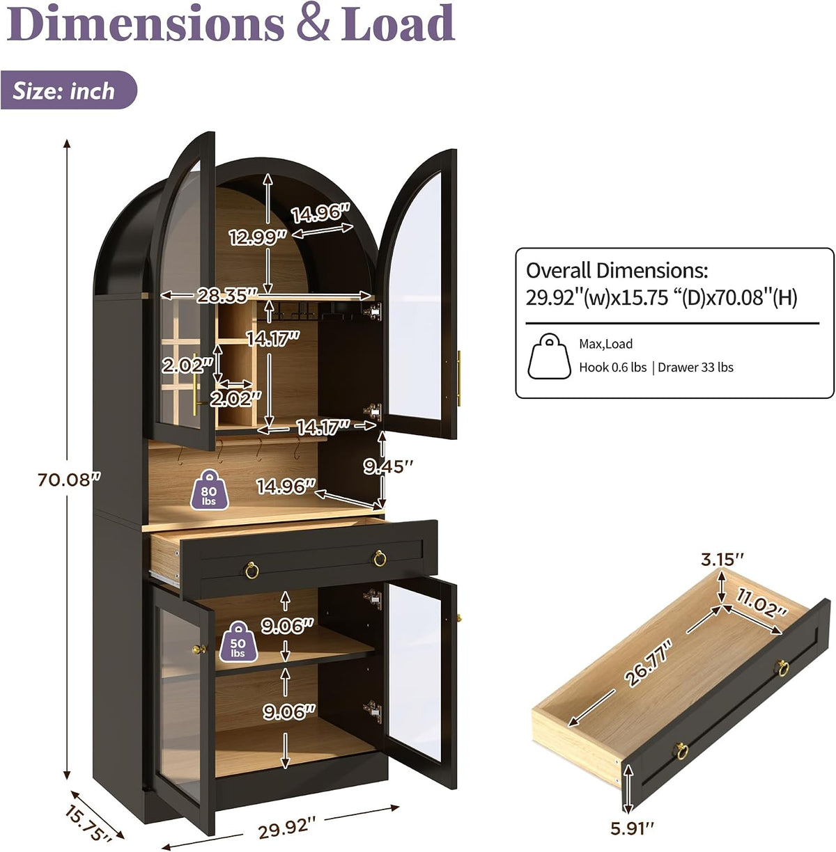 Black Farmhouse Glass‑Door Pantry Cabinet