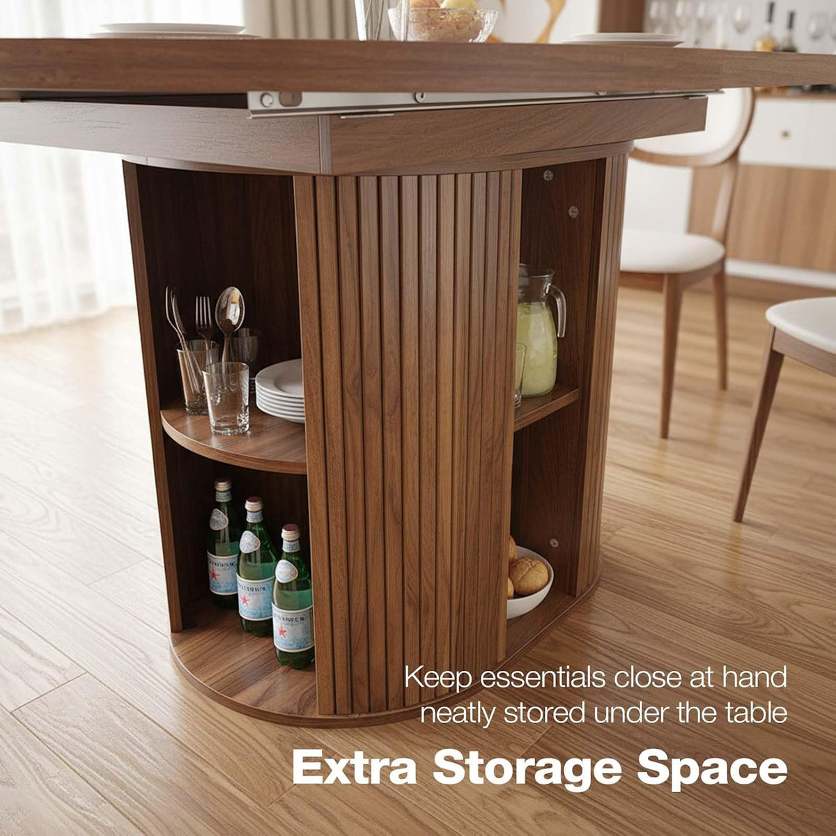 Walnut Expandable Wood Dining Table