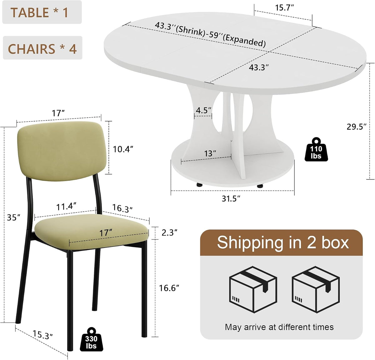 Expandable Dining Table Chair Set