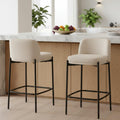 Beige Upholstered Counter‑Height Bar Stools
