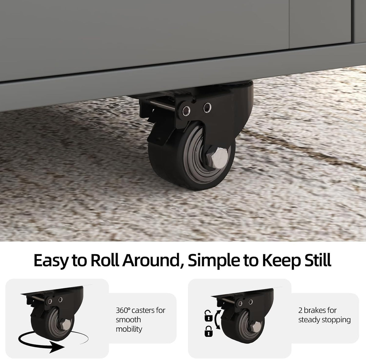 Grey Rolling Farmhouse Kitchen Island Cart