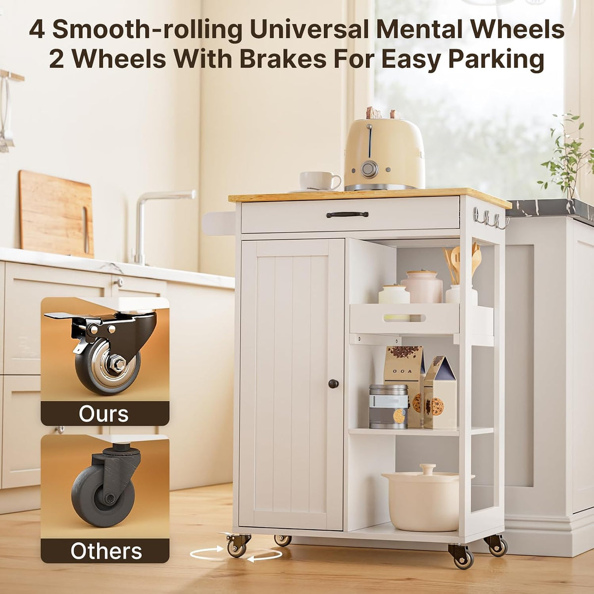 Mobile Storage Kitchen Island Cart Cabinet