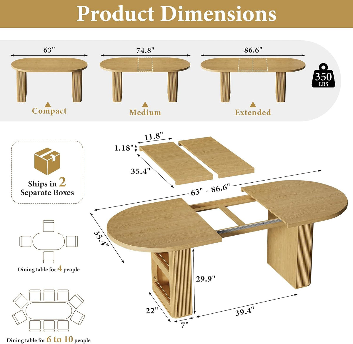 Modern Oval Expandable Dining Table