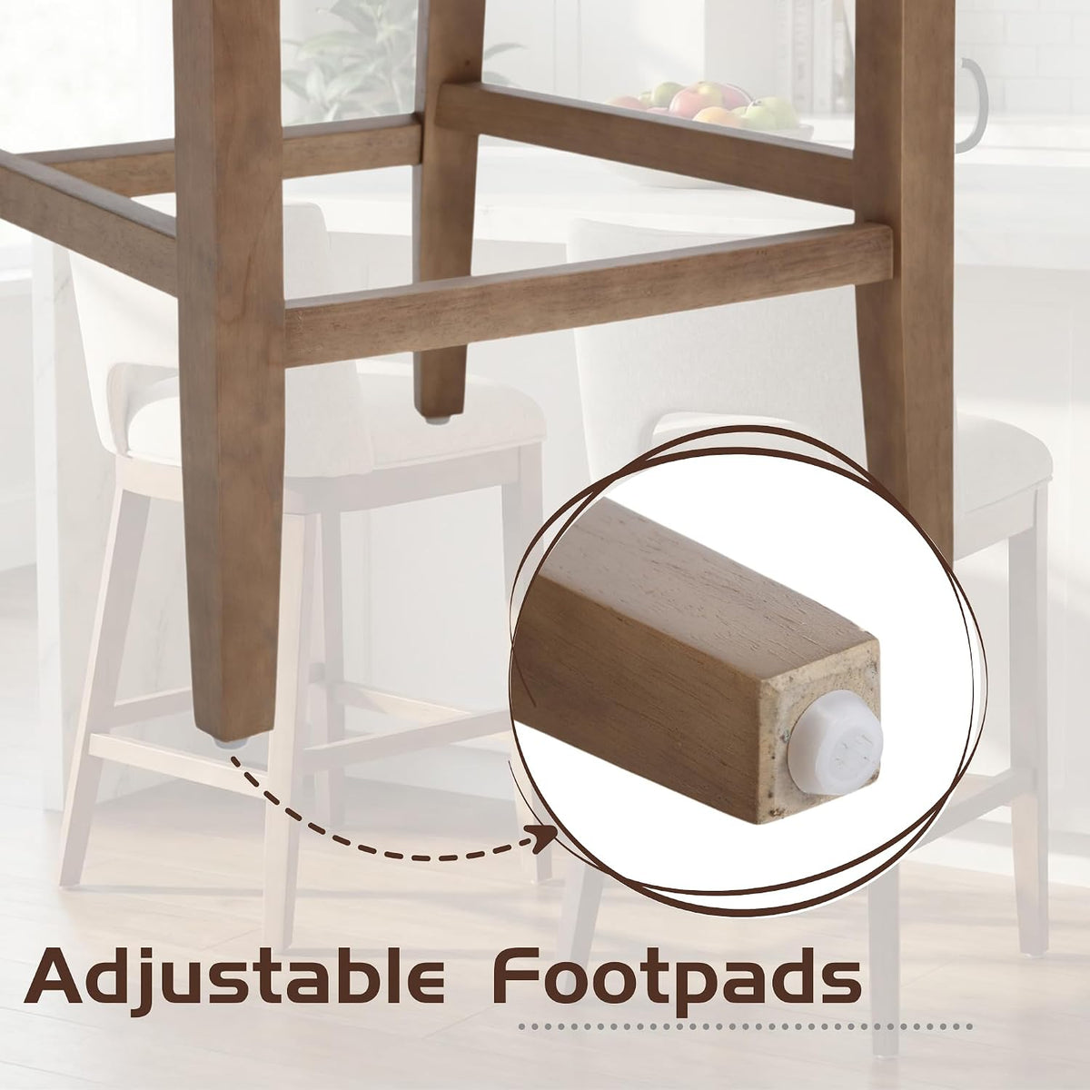 Beige Farmhouse Upholstered Counter Stools