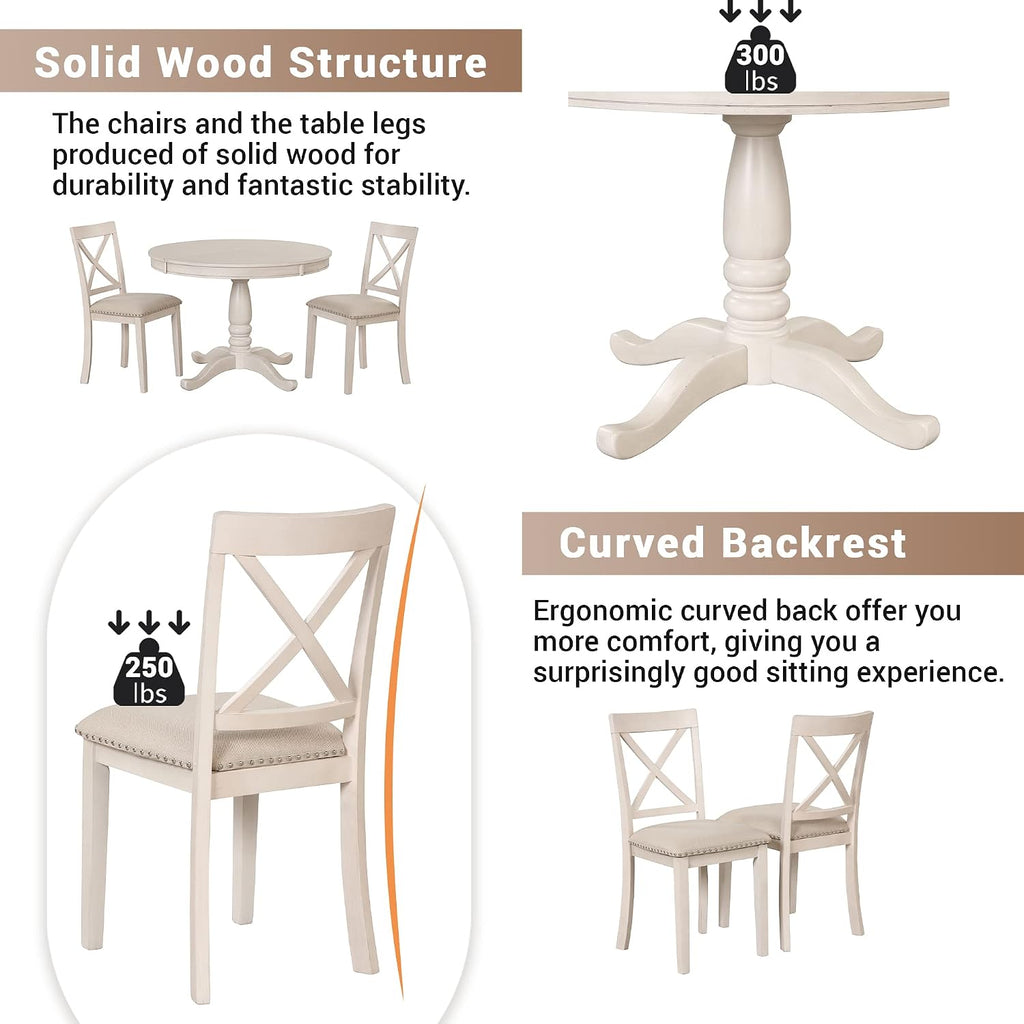 White Expandable Dining Table Chair Set