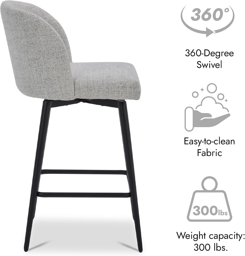 White Fabric Counter‑Height Bar Stools