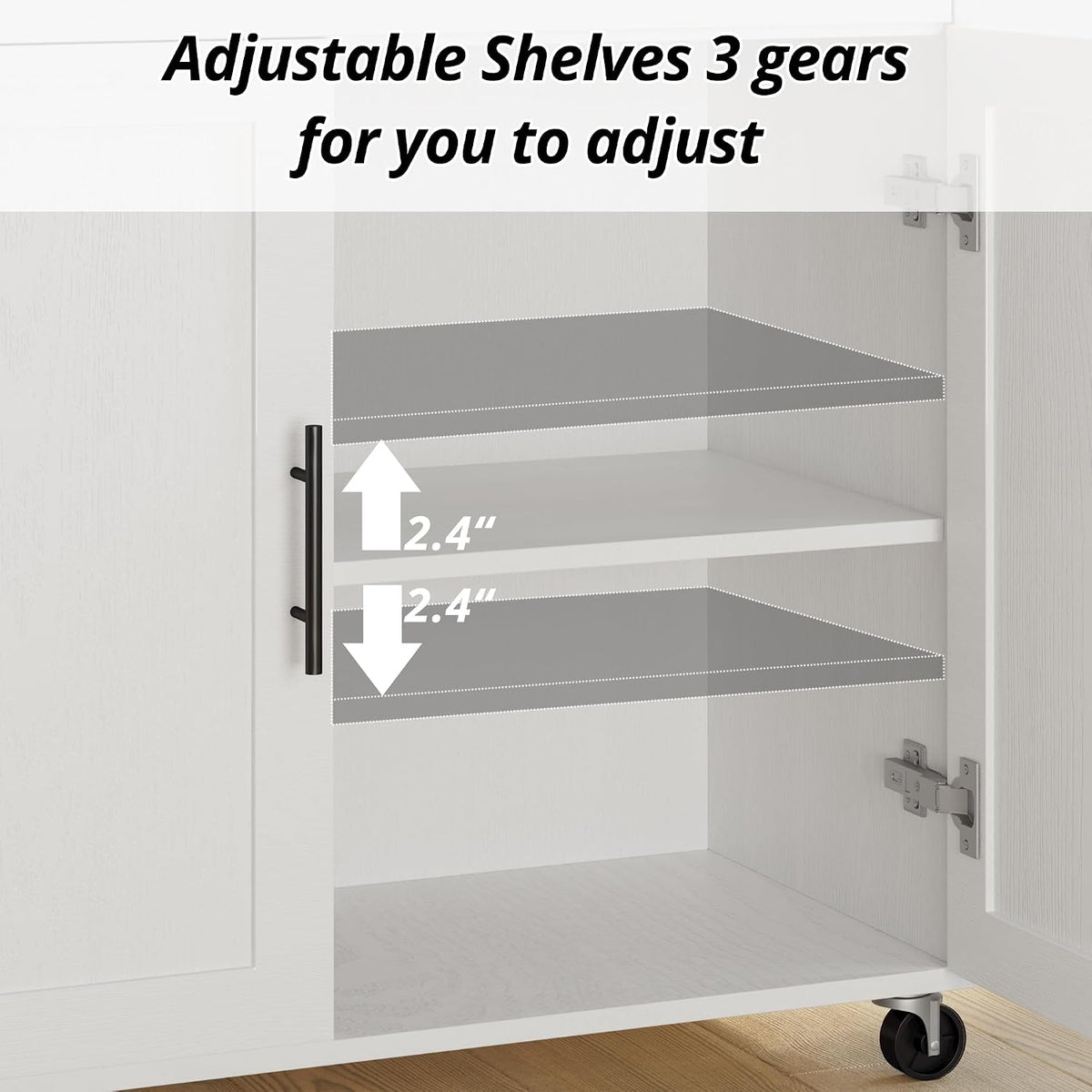 White Rolling Drop‑Leaf Kitchen Island Cart