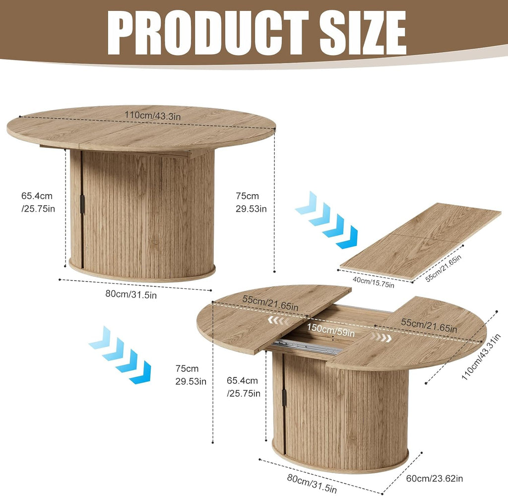 Expandable Wooden Storage Dining Table
