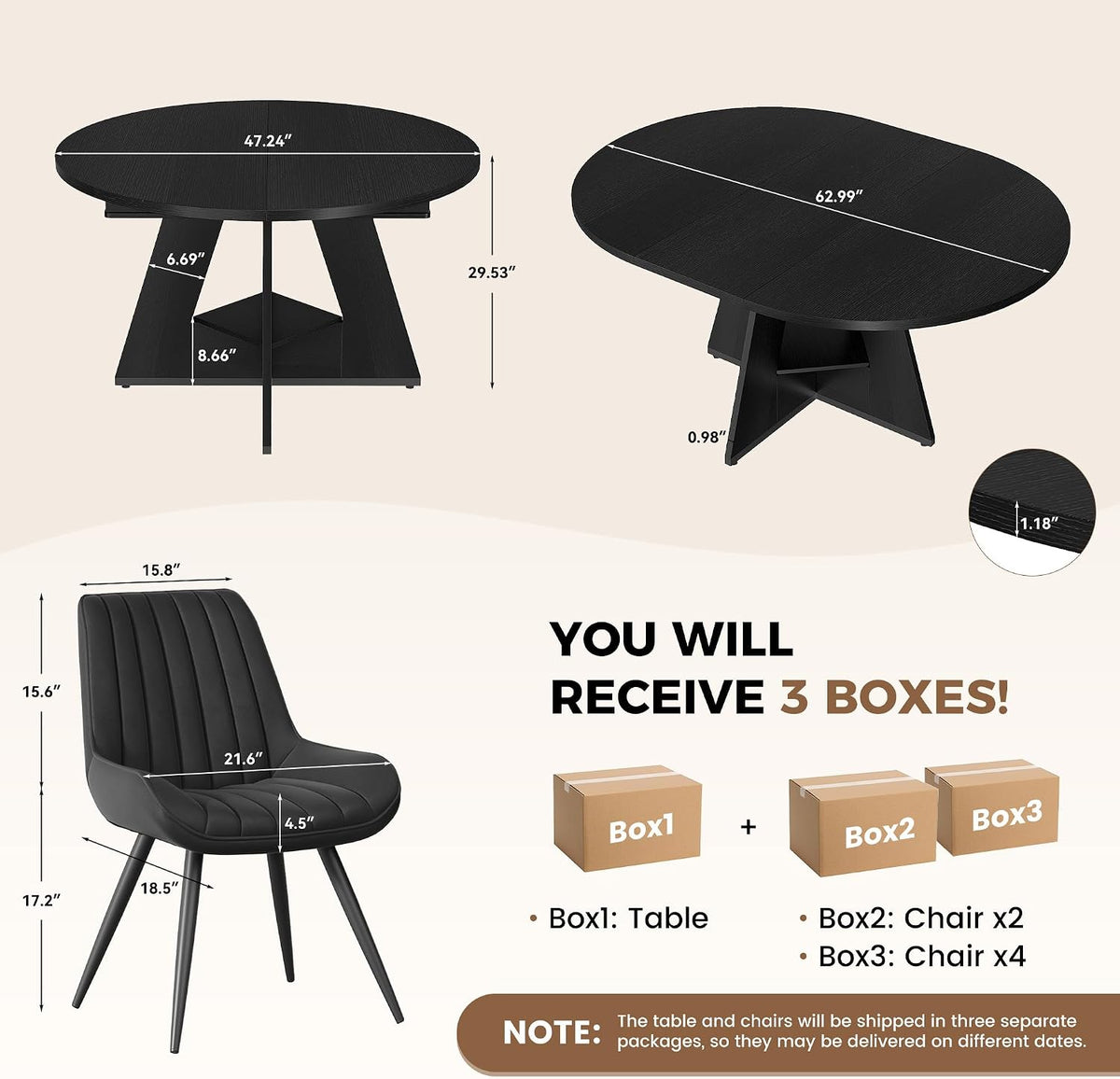 Expandable Dining Table Chair Set