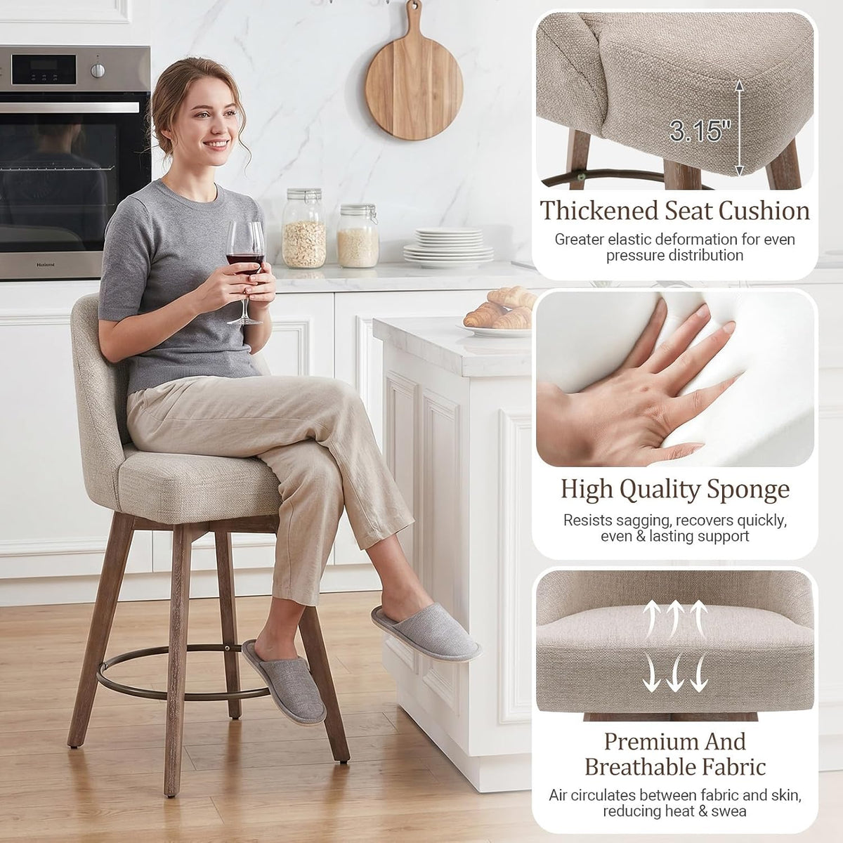 Sand Swivel Counter‑Height Bar Stools