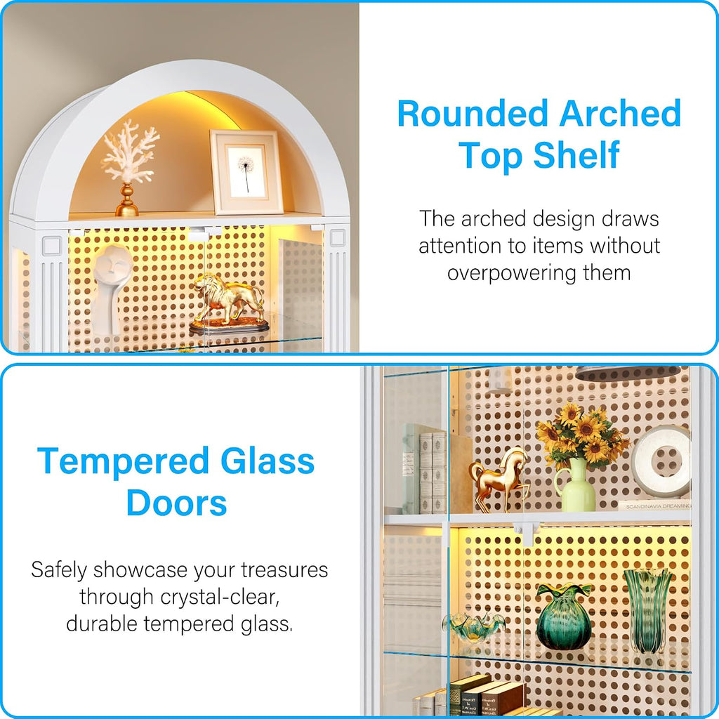 Black LED Arched Glass Display Cabinet