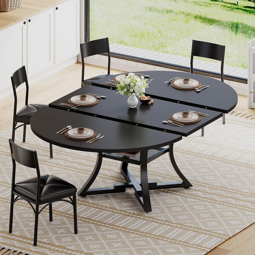 Black Extendable Dining Table Set
