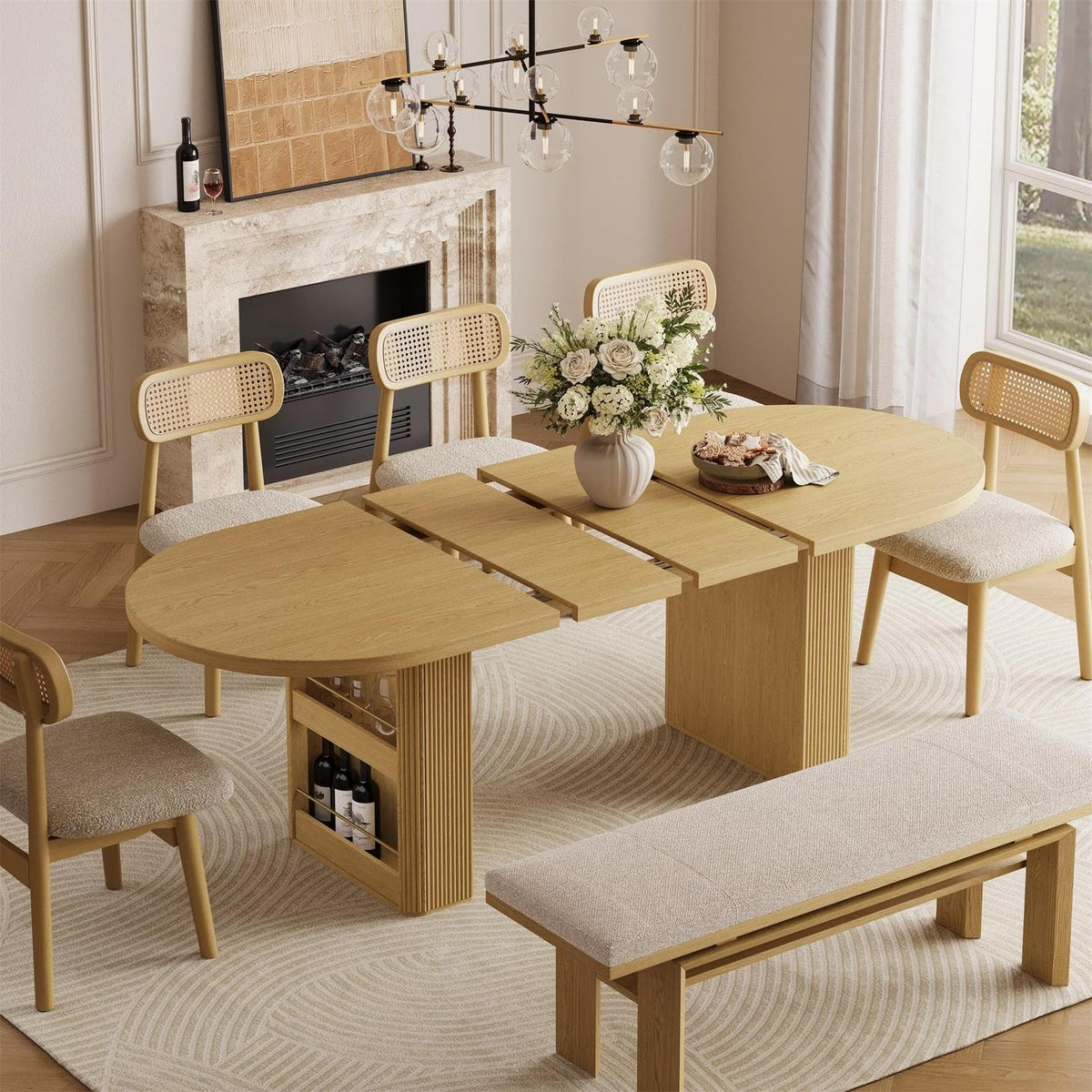Modern Oval Expandable Dining Table