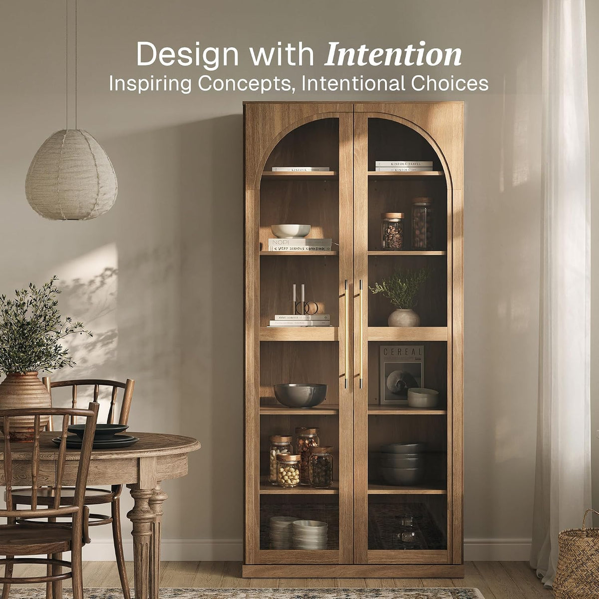 Camel Glass‑Door Display Storage Cabinet