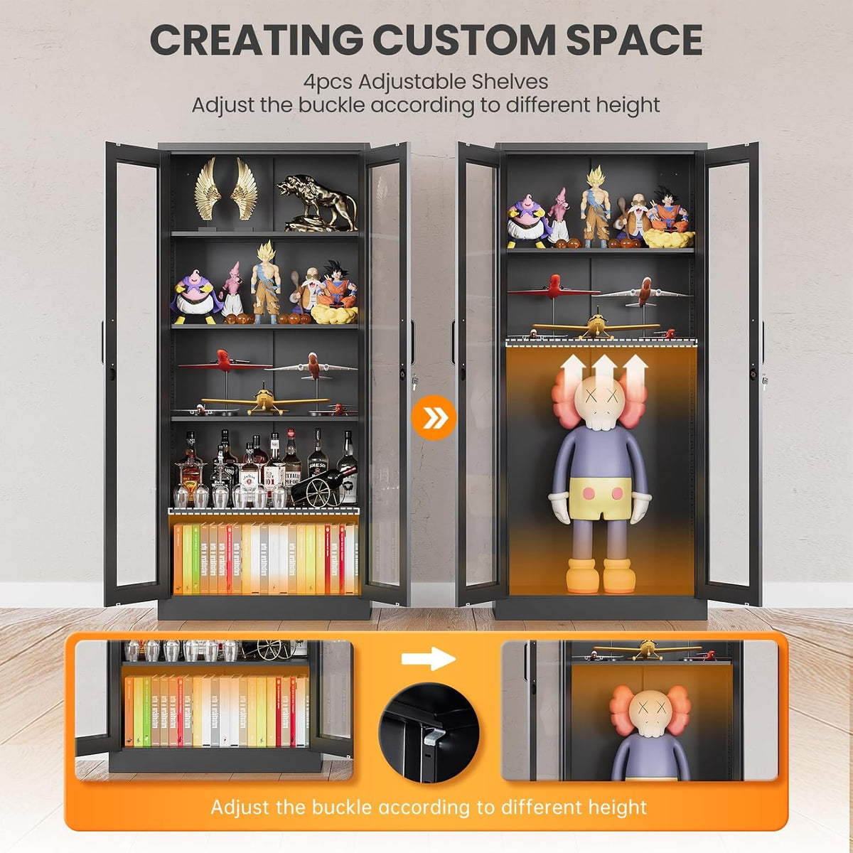 Black Lockable Glass‑Door Display Cabinet