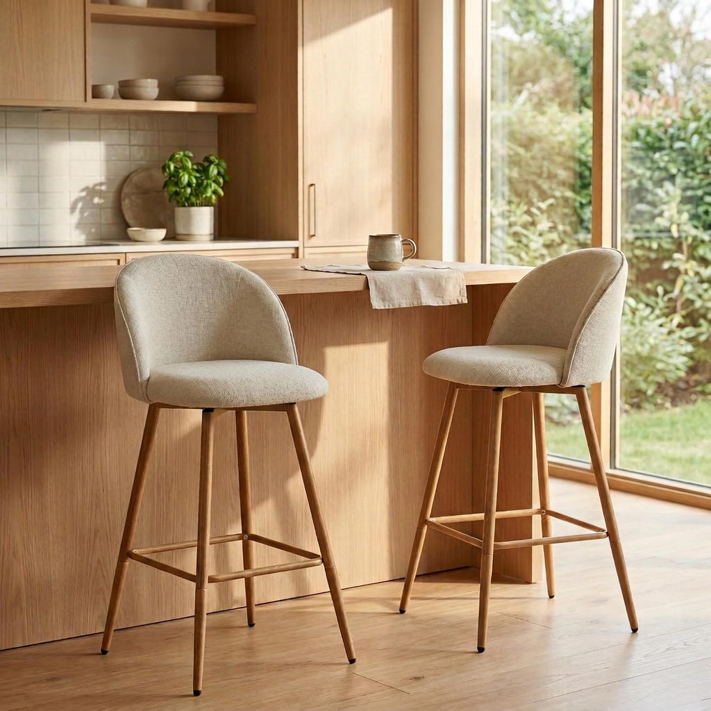 Beige Swivel Counter‑Height Bar Stools