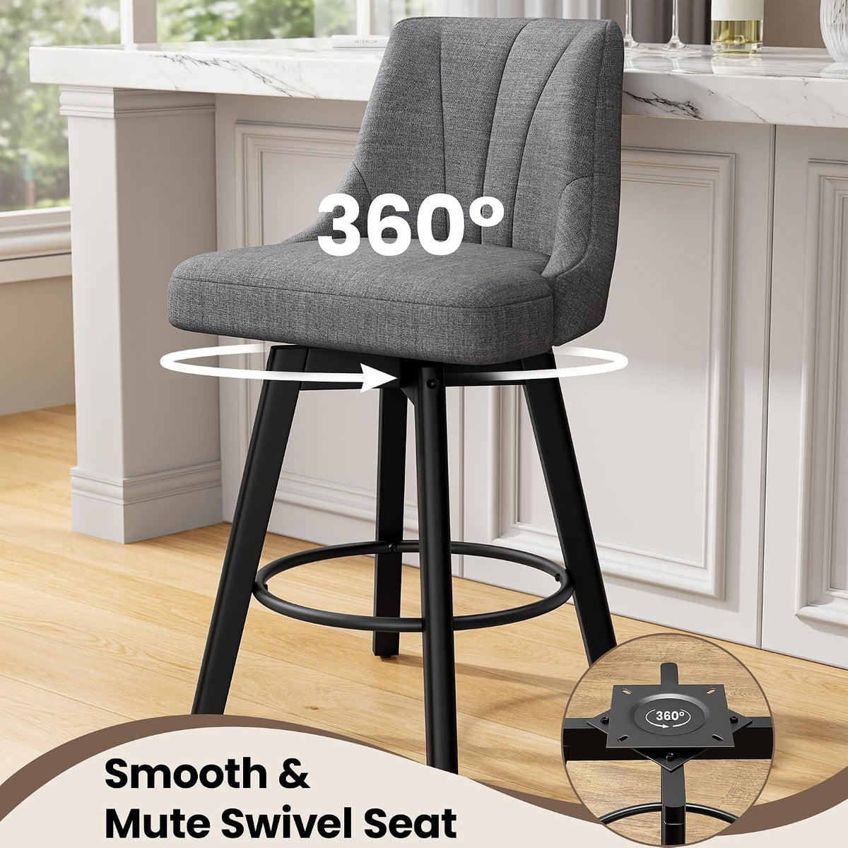 Upholstered Swivel Counter‑Height Bar Stools