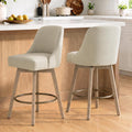 Sand Fabric Swivel Wooden Counter Stools