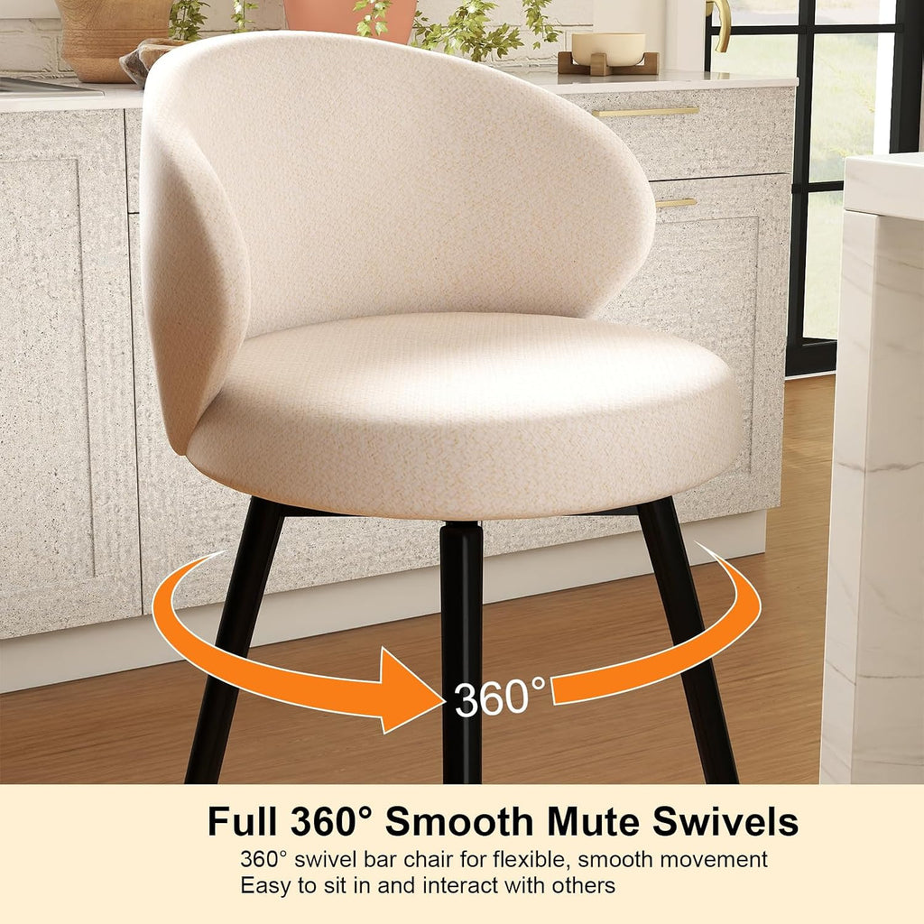 Ivory Swivel Upholstered Counter Stools