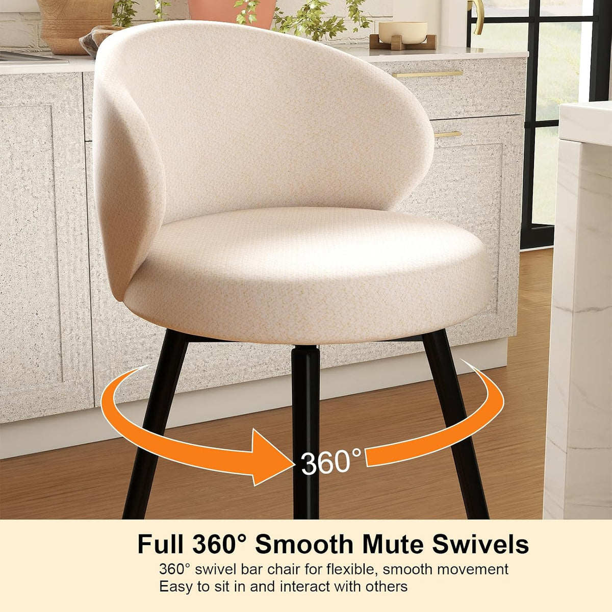 Ivory Swivel Upholstered Counter Stools