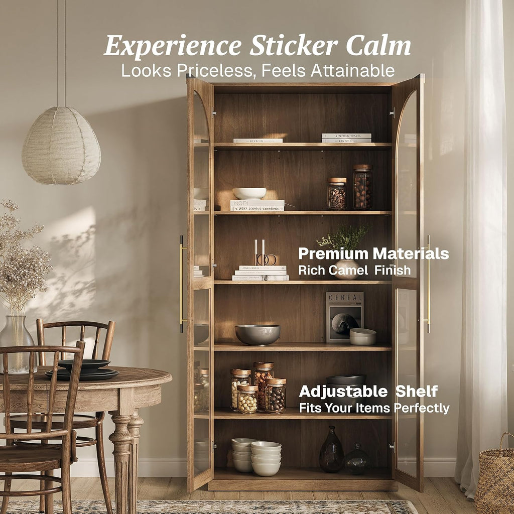 Camel Glass‑Door Display Storage Cabinet