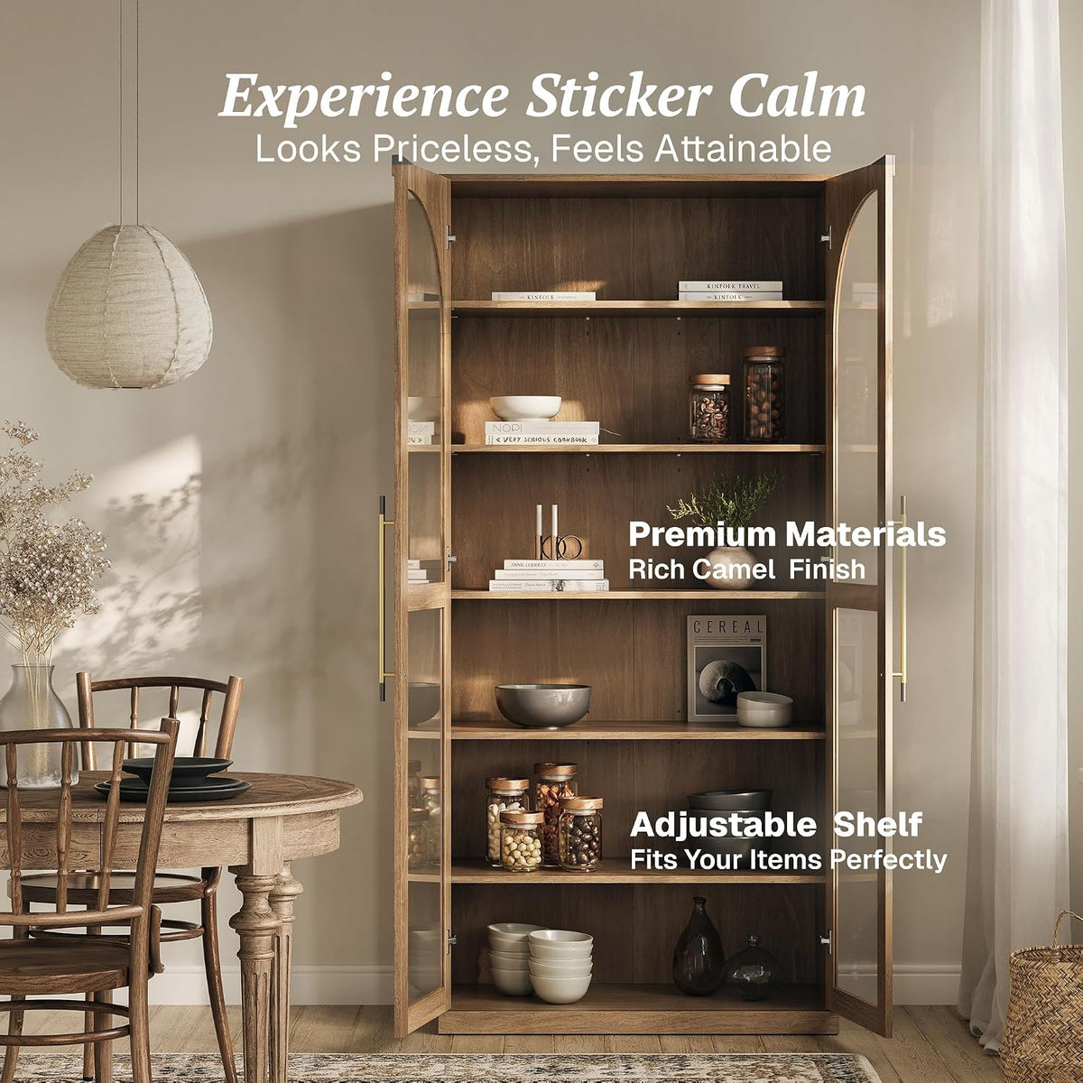 Camel Glass‑Door Display Storage Cabinet