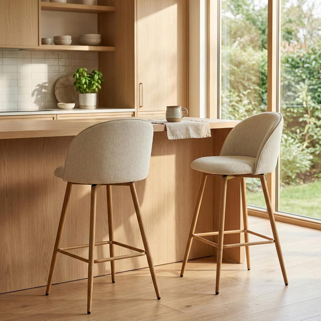 Beige Swivel Counter‑Height Bar Stools