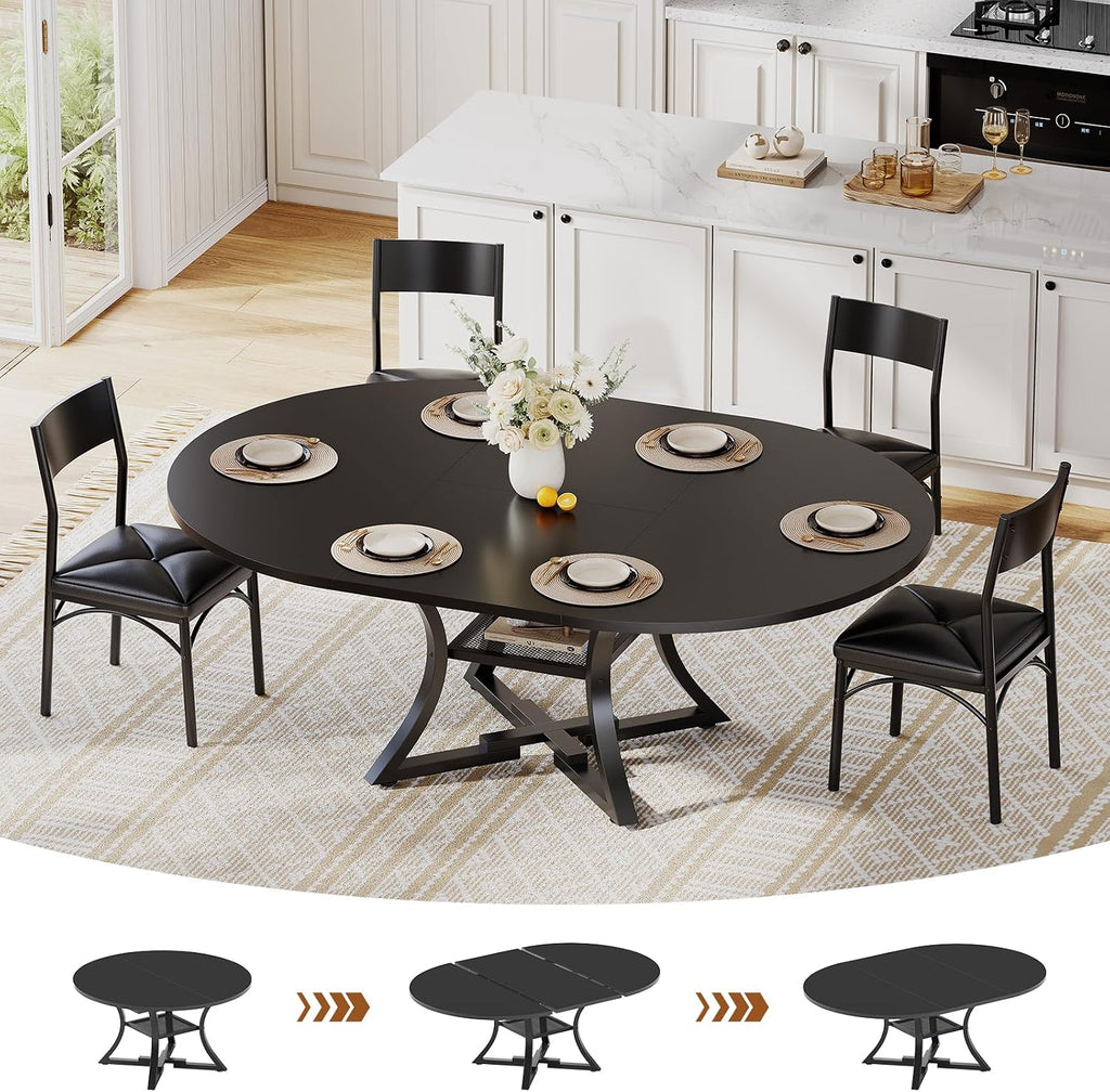 Black Extendable Dining Table Set