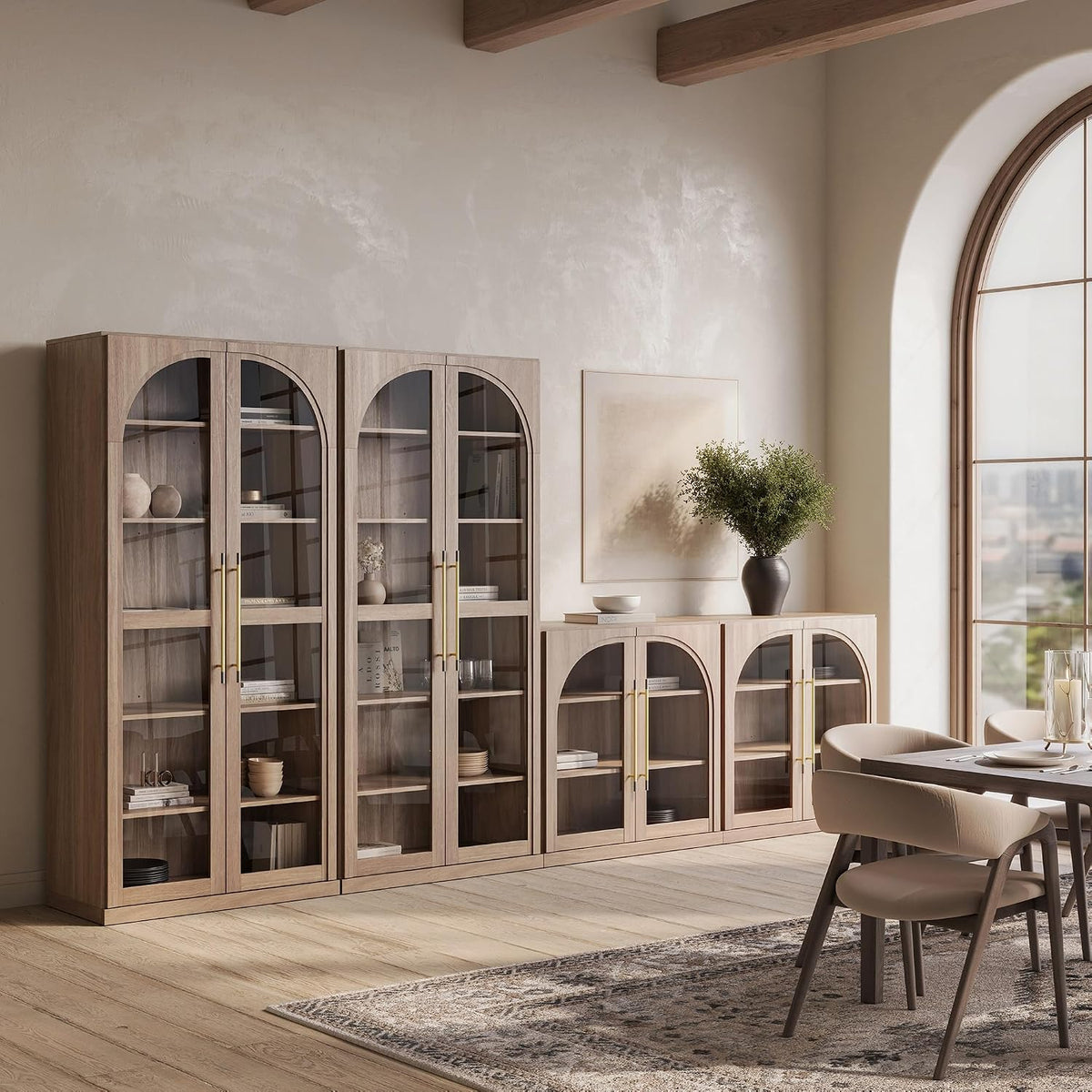 Camel Glass‑Door Display Storage Cabinet