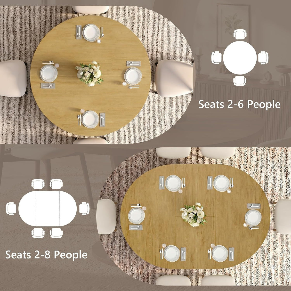 Oak Expandable Storage Dining Table