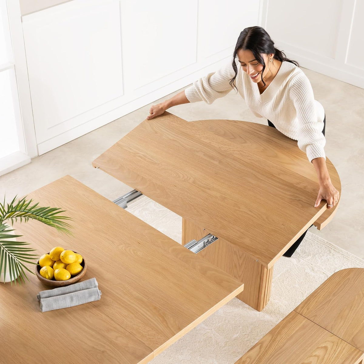 Natural Wood Expandable Dining Table